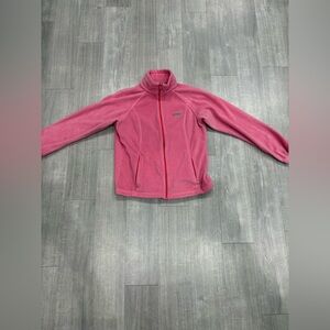 Columbia Pink Fleece Full Zip Jacket Womens Large L Collar Pockets